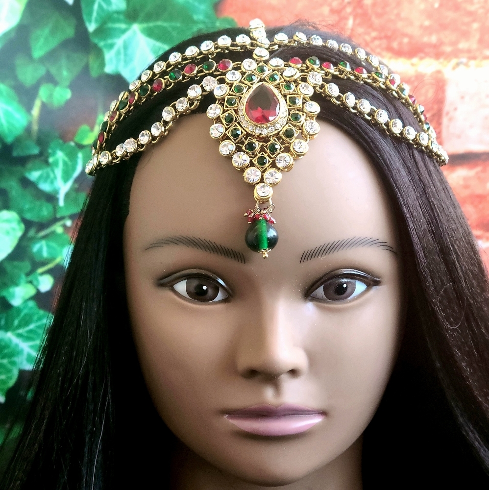Red & Green Bridal Headpiece Jewelry